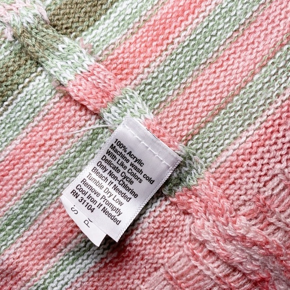 Striped Green and Pink Women's Sweater - Picture 8 of 13